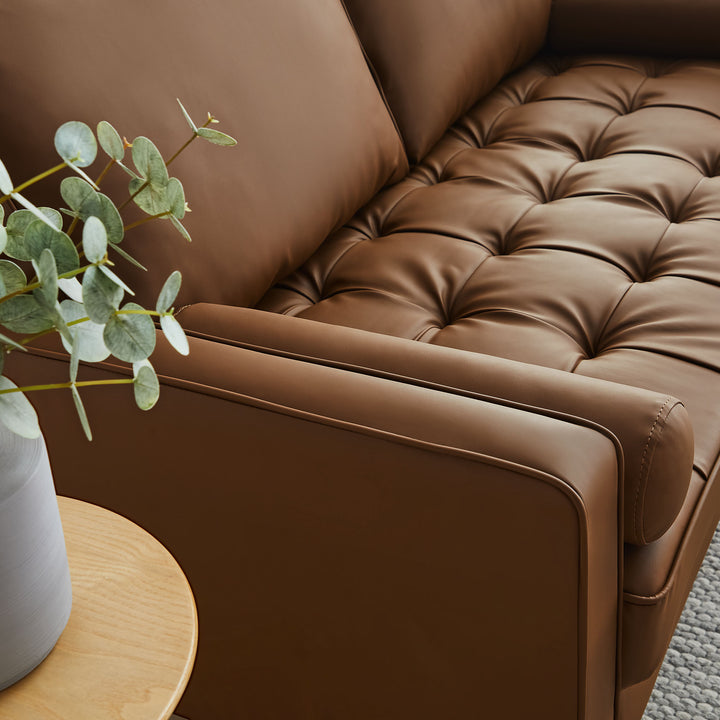 Sophisticate Modern Tufted Vegan Leather Couch