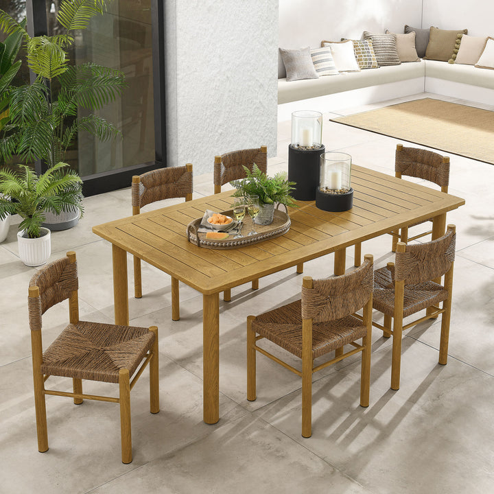 Contemporary Patio Set - Parkland Wicker & Aluminum 7-Piece Outdoor Dining Collection by Modway