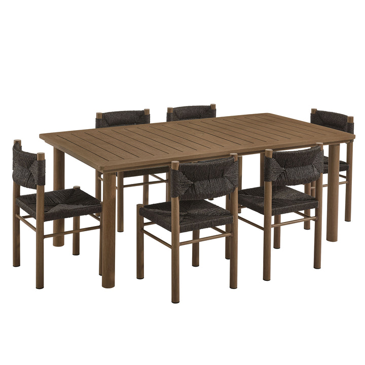 Contemporary Patio Set - Parkland Wicker & Aluminum 7-Piece Outdoor Dining Collection by Modway