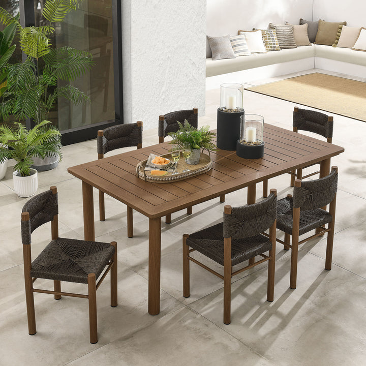 Contemporary Patio Set - Parkland Wicker & Aluminum 7-Piece Outdoor Dining Collection by Modway