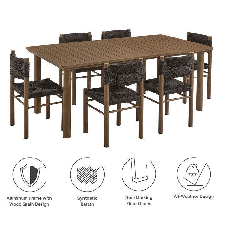 Contemporary Patio Set - Parkland Wicker & Aluminum 7-Piece Outdoor Dining Collection by Modway