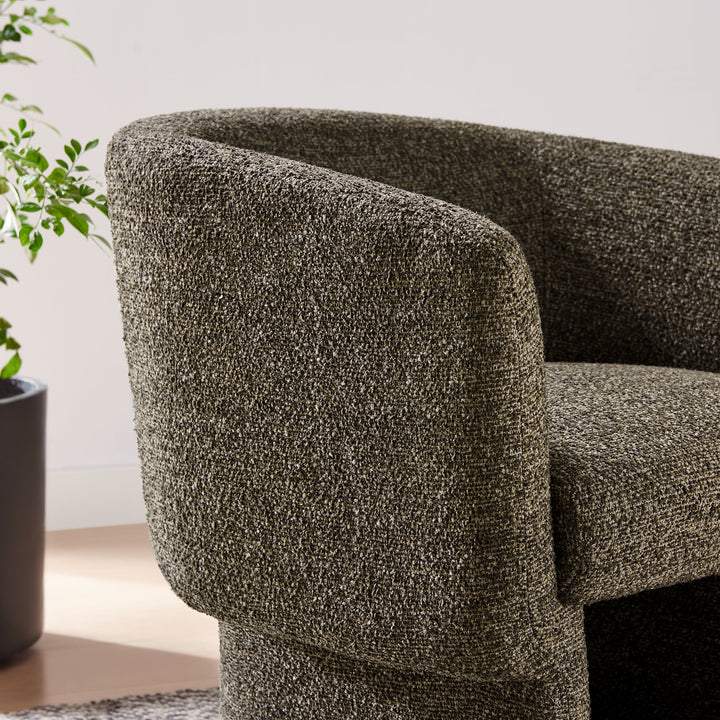 Mellow Boucle Fabric Barrel Accent Chair