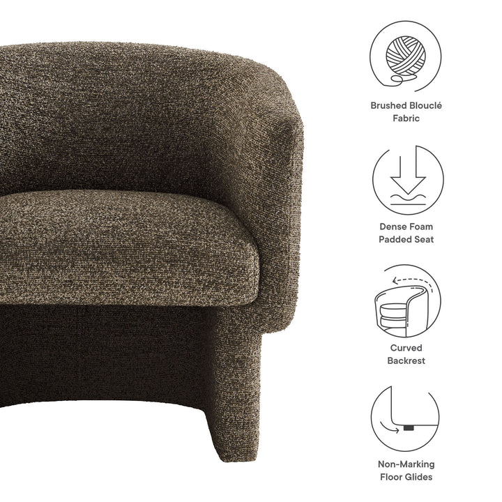 Mellow Boucle Fabric Barrel Accent Chair