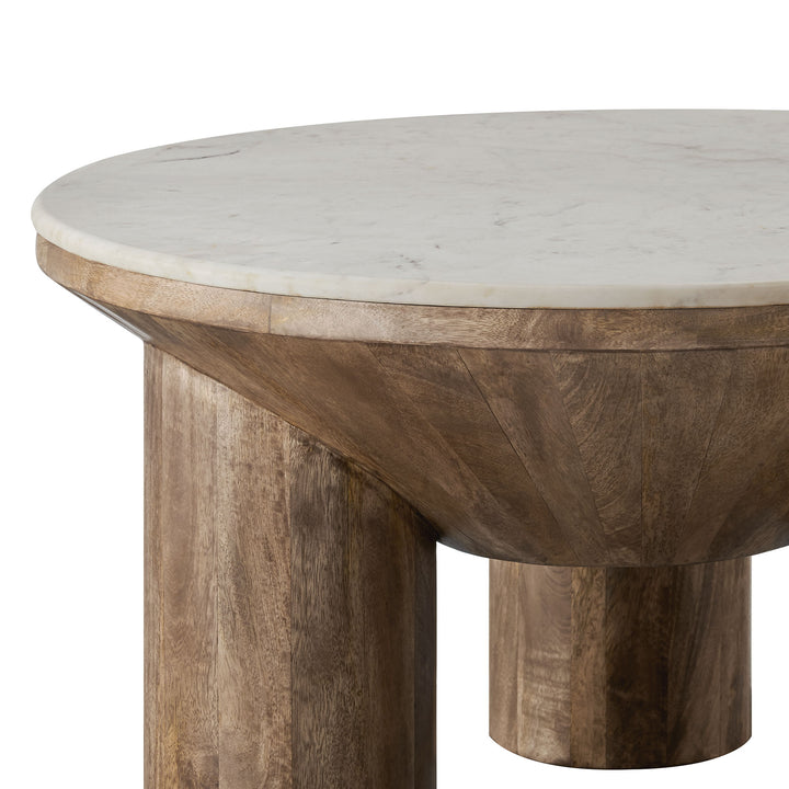 Chic Round Marble and Mango Wood Coffee Table by Modway