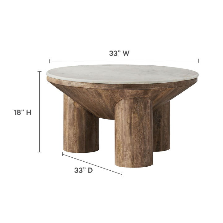 Chic Round Marble and Mango Wood Coffee Table by Modway