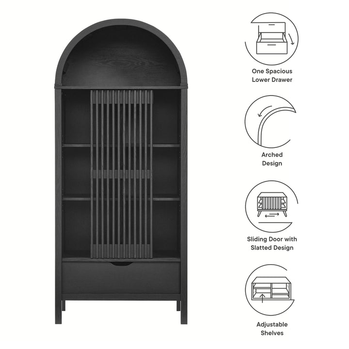 Sophisticated Storage Showcase - Vaughn 71" Tall Curved Display Cabinet by Modway
