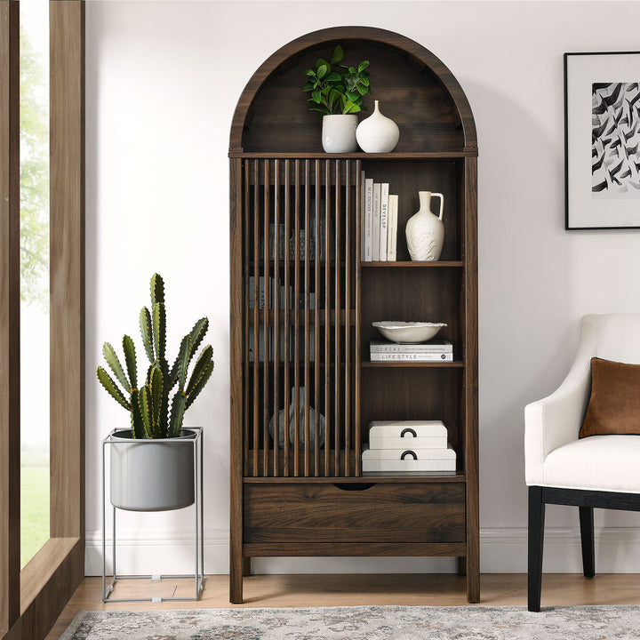 Sophisticated Storage Showcase - Vaughn 71" Tall Curved Display Cabinet by Modway