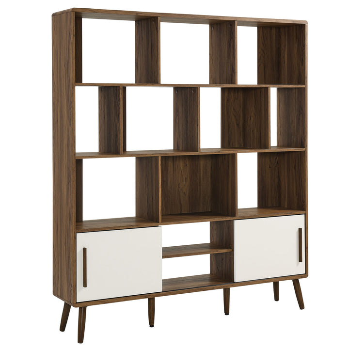 Modern Storage Bookshelf with Sliding Doors