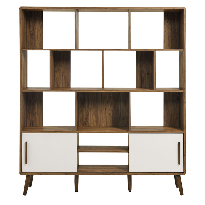 Modern Storage Bookshelf with Sliding Doors