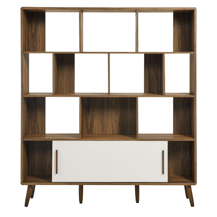 Modern Storage Bookshelf with Sliding Doors