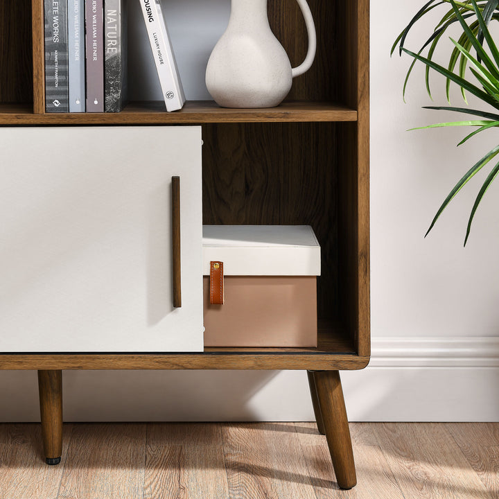 Modern Storage Bookshelf with Sliding Doors