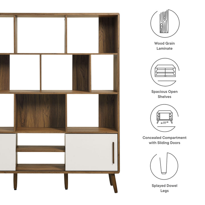 Modern Storage Bookshelf with Sliding Doors