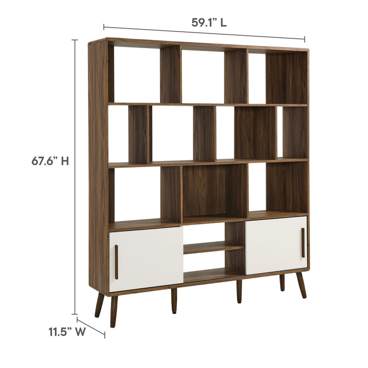 Modern Storage Bookshelf with Sliding Doors