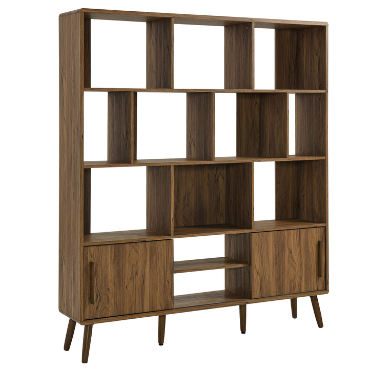 Modern Storage Bookshelf with Sliding Doors