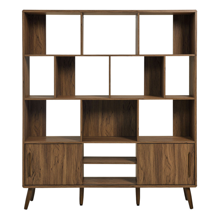 Modern Storage Bookshelf with Sliding Doors