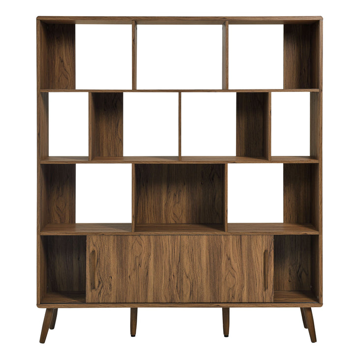Modern Storage Bookshelf with Sliding Doors