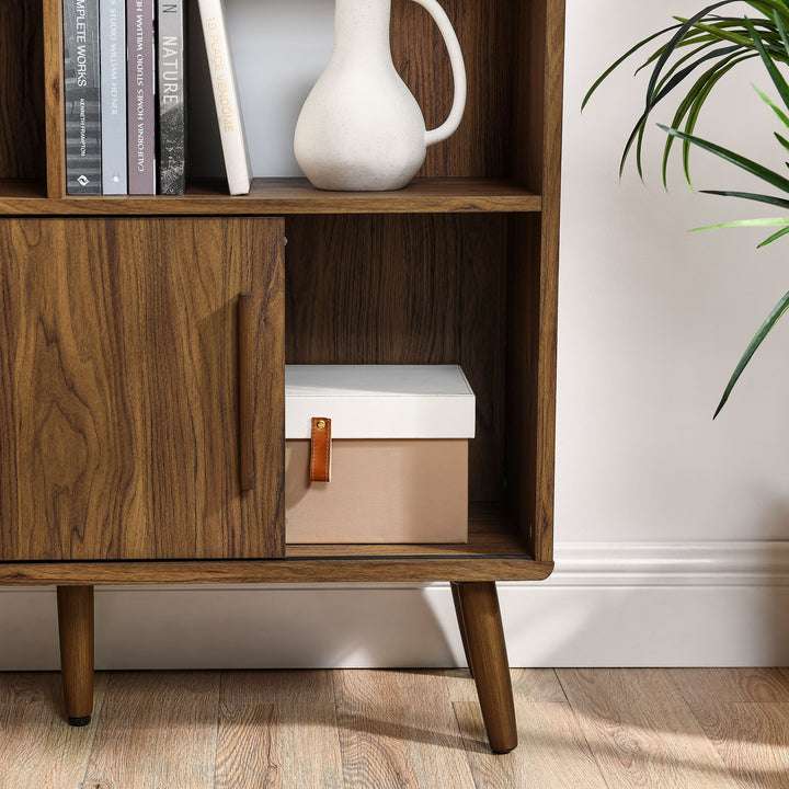 Modern Storage Bookshelf with Sliding Doors