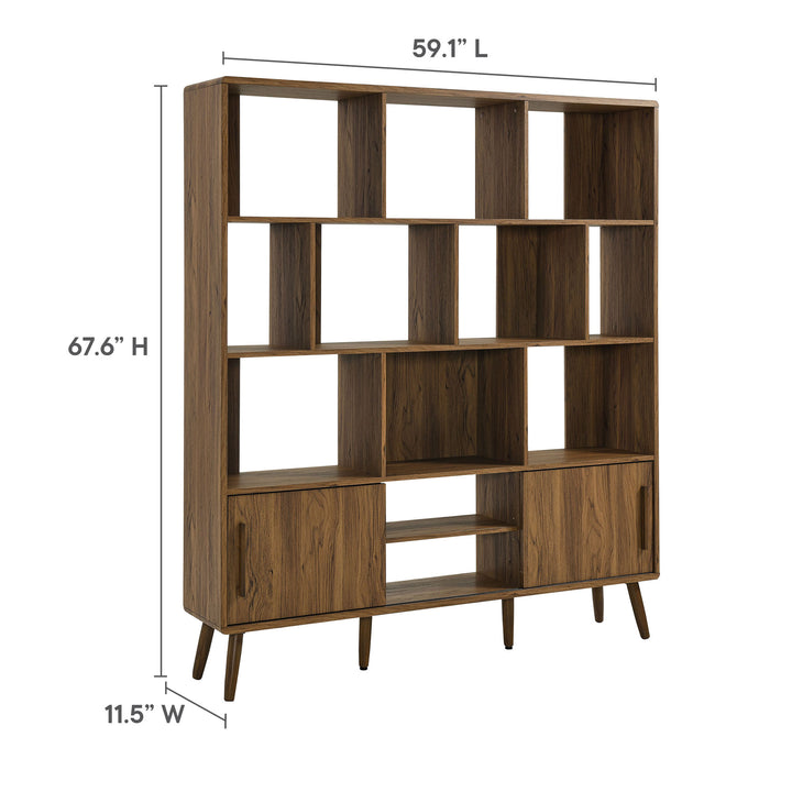 Modern Storage Bookshelf with Sliding Doors