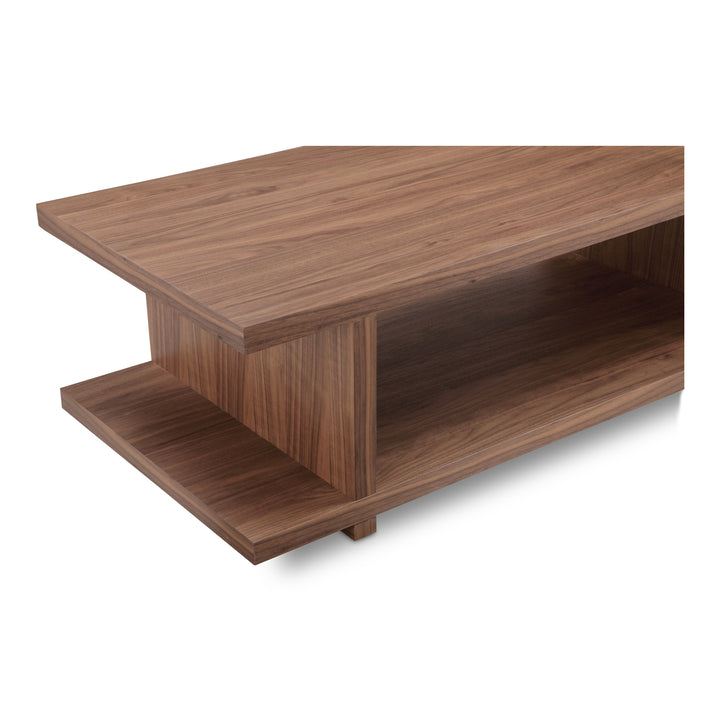 Retro Chic Open-Shelf Walnut Coffee Table