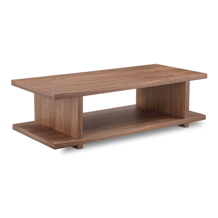Retro Chic Open-Shelf Walnut Coffee Table