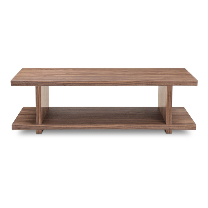 Retro Chic Open-Shelf Walnut Coffee Table