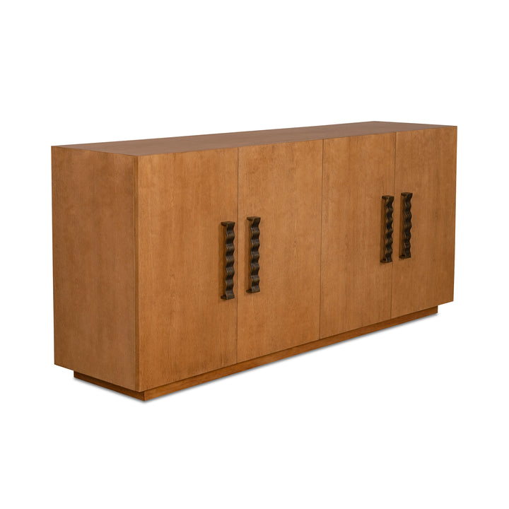 Modern Wave Sideboard: Sustainable Birch & Brass Beauty