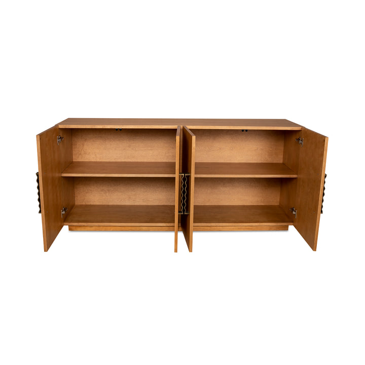 Modern Wave Sideboard: Sustainable Birch & Brass Beauty