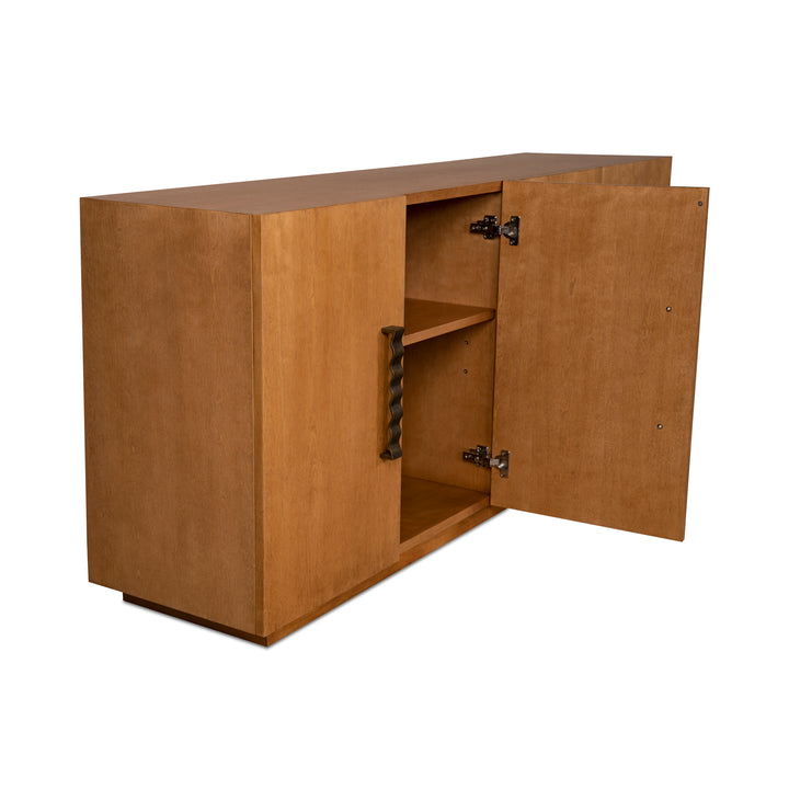 Modern Wave Sideboard: Sustainable Birch & Brass Beauty