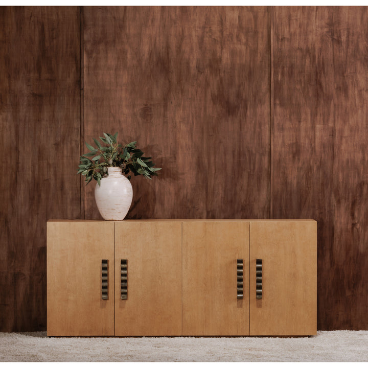 Modern Wave Sideboard: Sustainable Birch & Brass Beauty