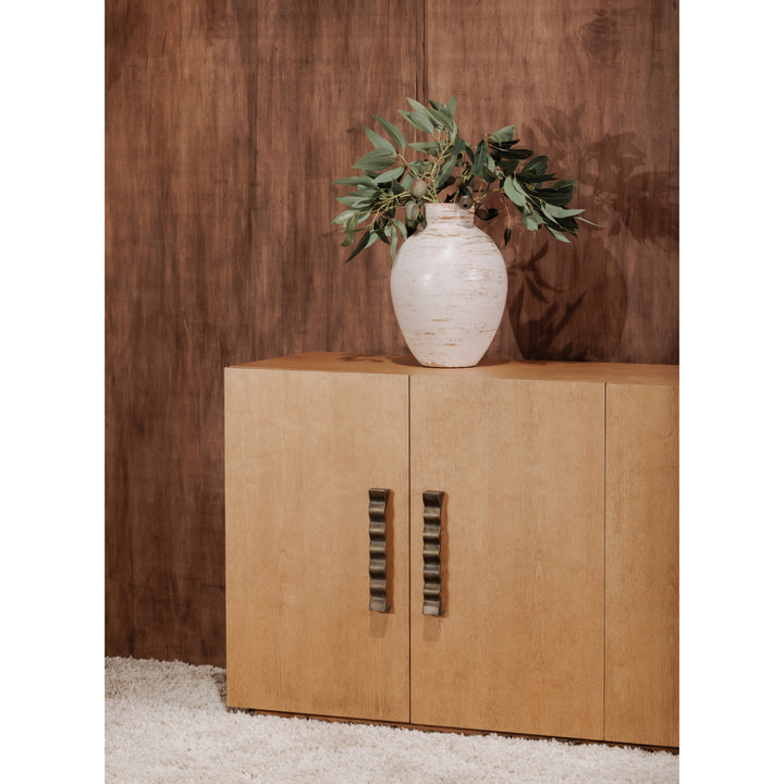 Modern Wave Sideboard: Sustainable Birch & Brass Beauty
