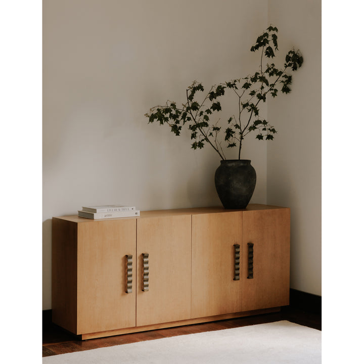 Modern Wave Sideboard: Sustainable Birch & Brass Beauty