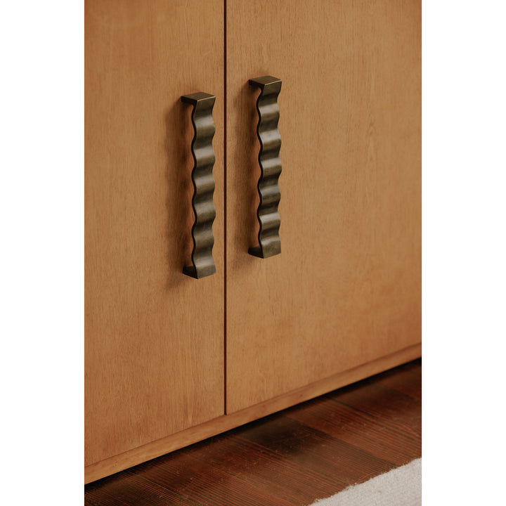 Modern Wave Sideboard: Sustainable Birch & Brass Beauty