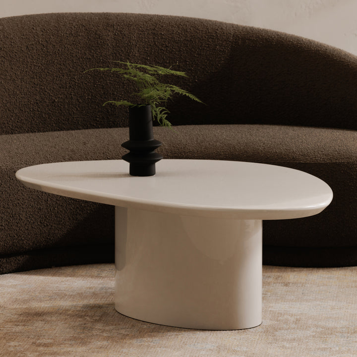 Modern Sculpture Espresso Table: Ivory White & Black High Gloss