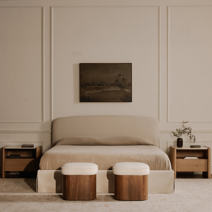 Sophisticated Walnut-Veneer Swivel Stool with Hidden Storage