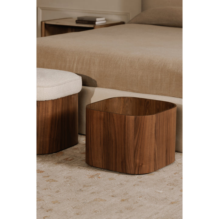 Sophisticated Walnut-Veneer Swivel Stool with Hidden Storage