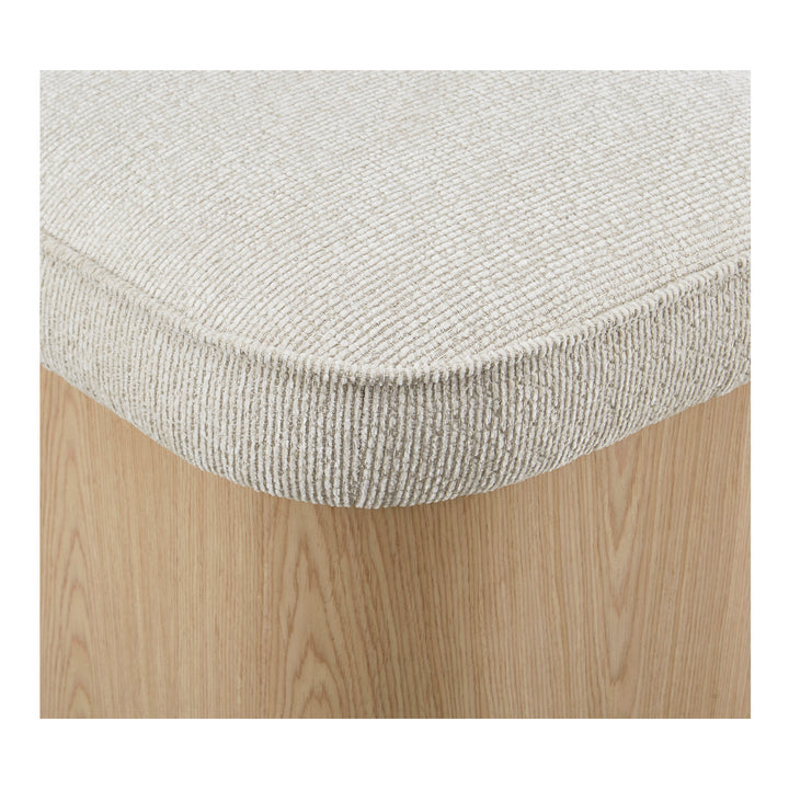 Elegant Ash Veneer Hidden Storage Stool in Oatmeal Fabric
