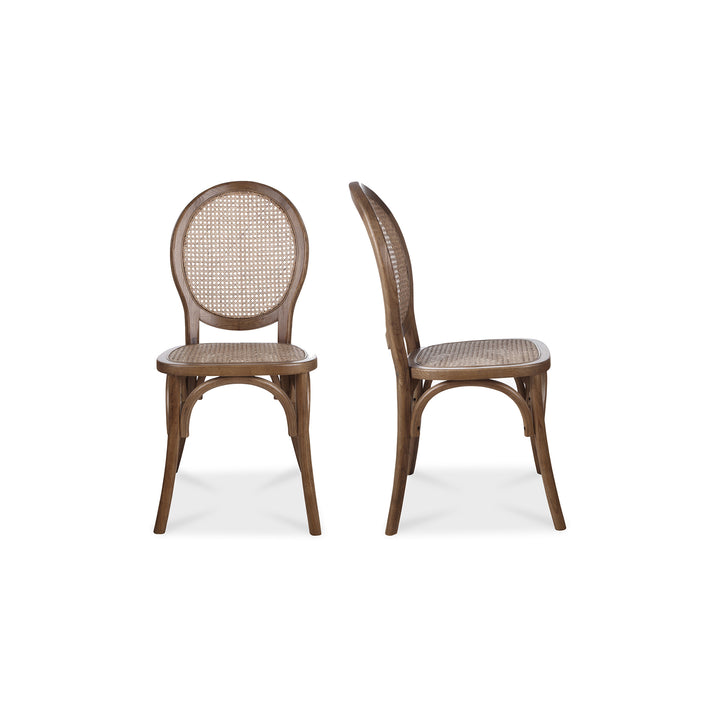 Retro-Chic Rattan & Wood Dining Duo