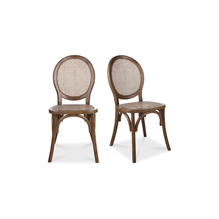 Retro-Chic Rattan & Wood Dining Duo