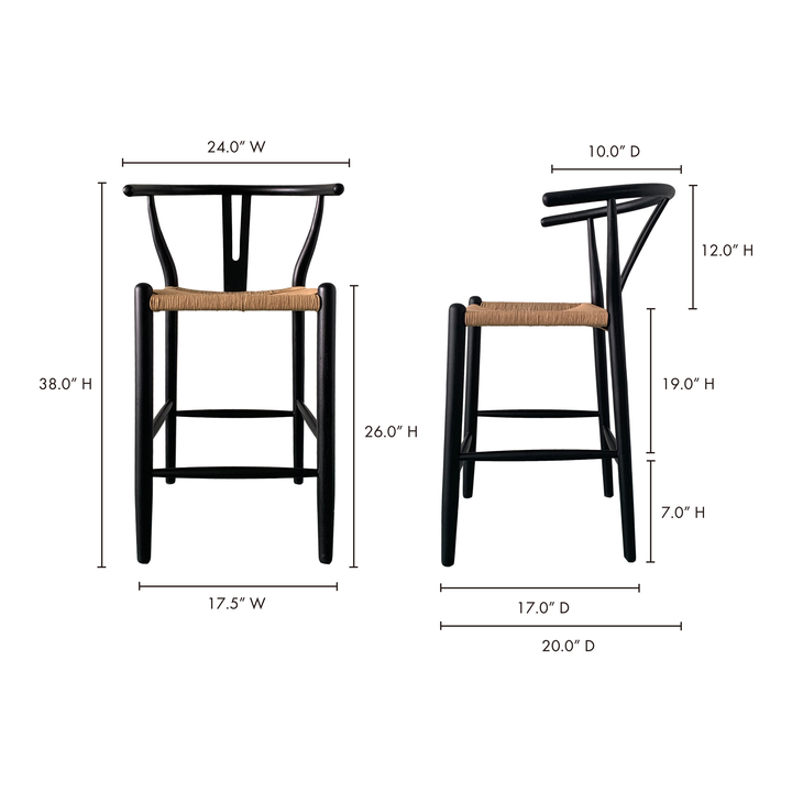 Aria Black Counter Stool