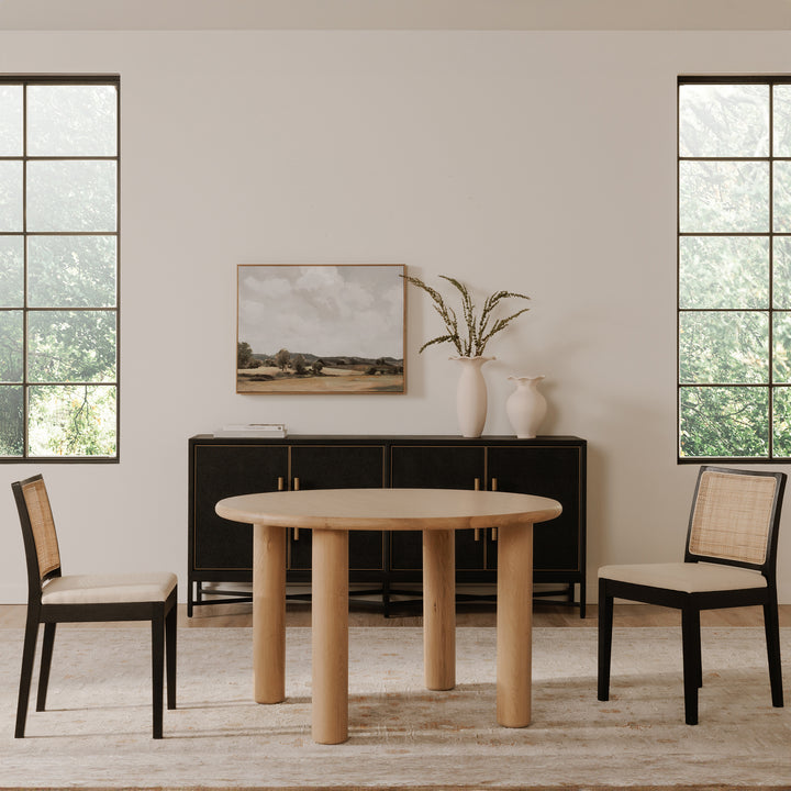 Elegant Rattan & Elm Dining Duo: Chic Comfort for Any Space
