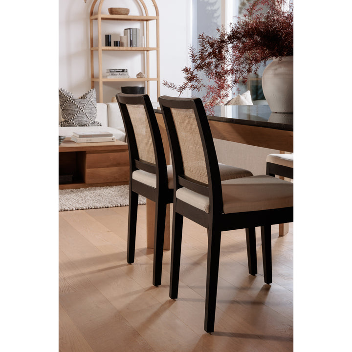 Elegant Rattan & Elm Dining Duo: Chic Comfort for Any Space