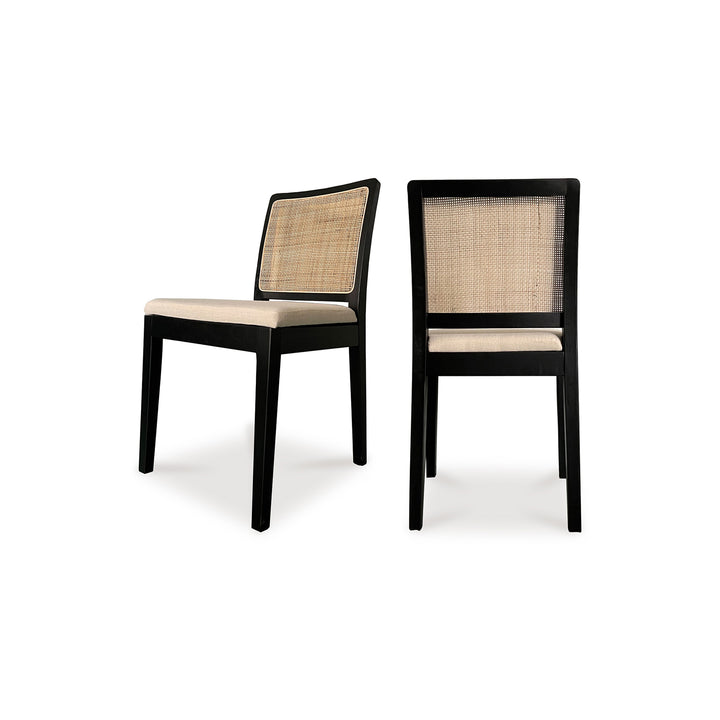 Elegant Rattan & Elm Dining Duo: Chic Comfort for Any Space