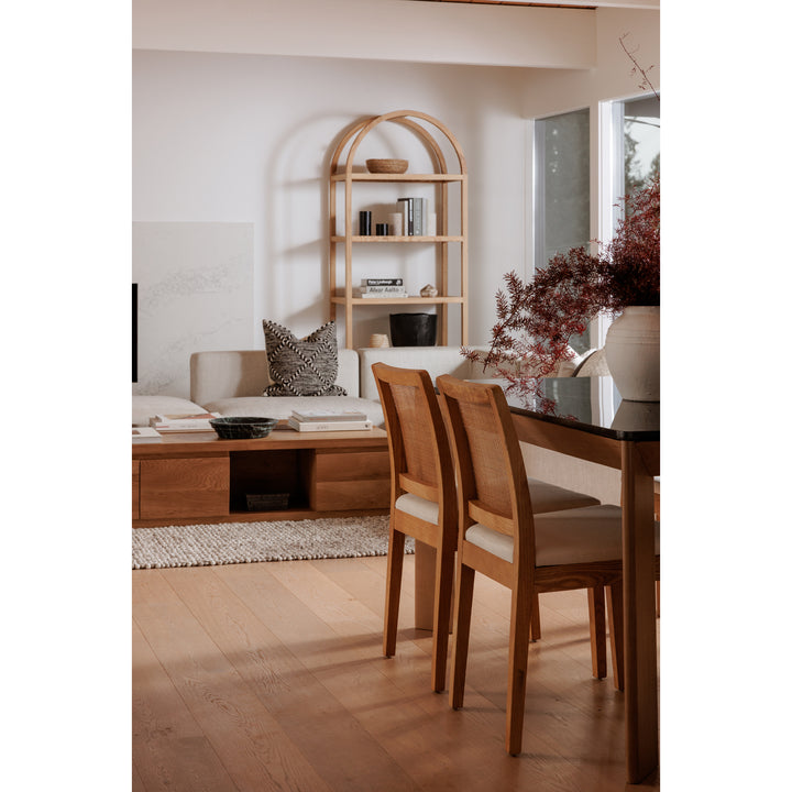 Elegant Rattan & Elm Dining Duo: Chic Comfort for Any Space