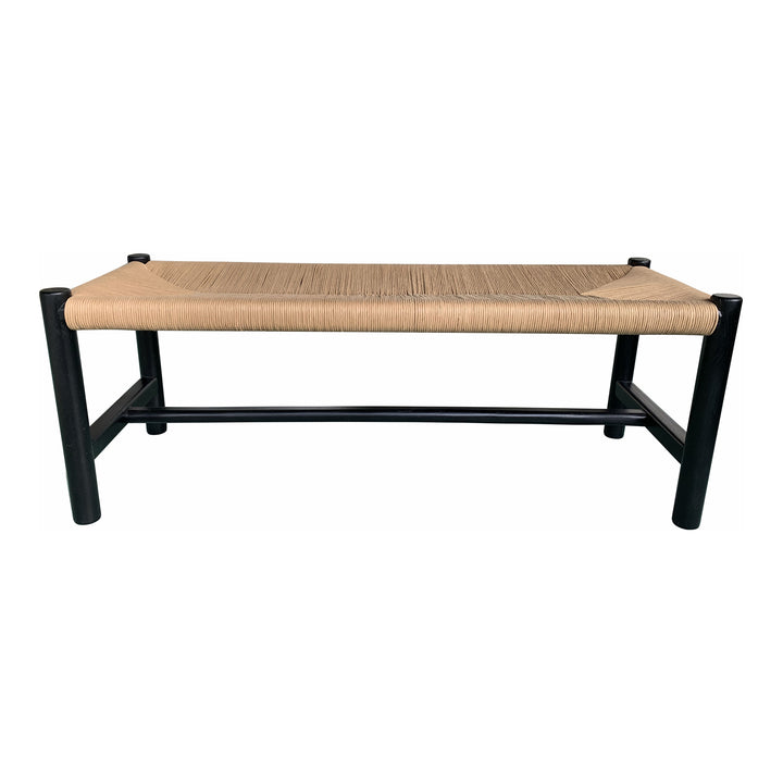Artisan Elm & Woven Fiber Bench - Timeless Elegance