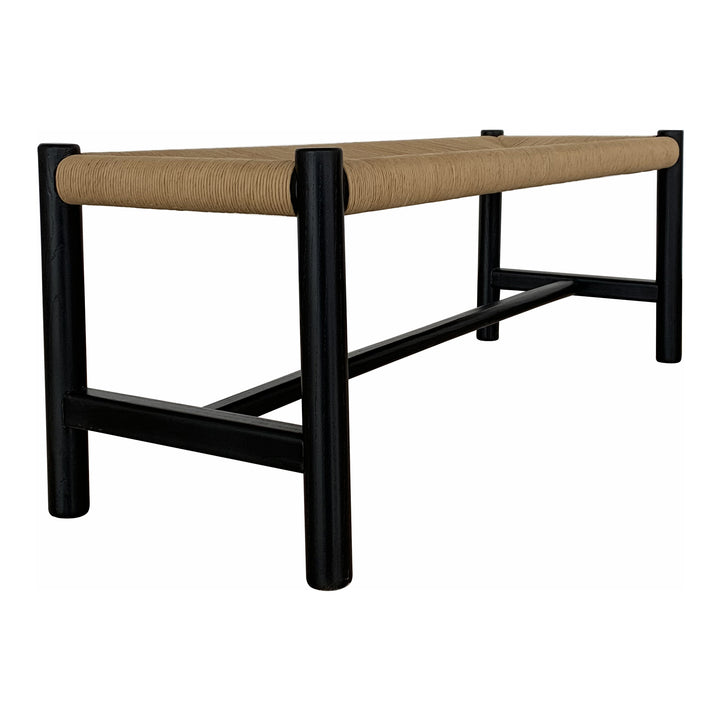 Artisan Elm & Woven Fiber Bench - Timeless Elegance