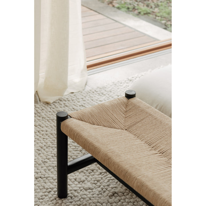 Artisan Elm & Woven Fiber Bench - Timeless Elegance