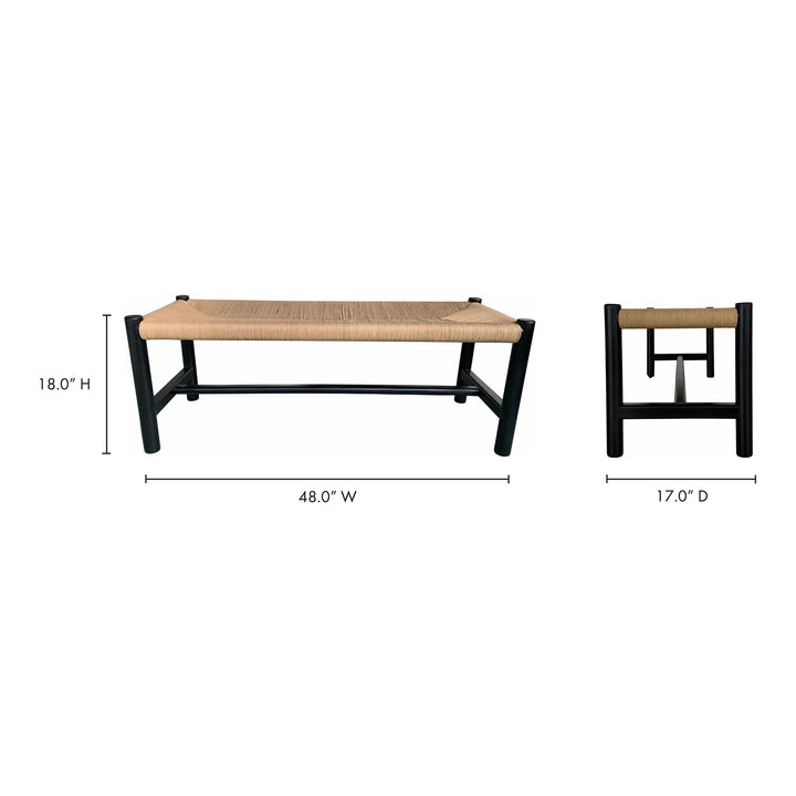 Artisan Elm & Woven Fiber Bench - Timeless Elegance