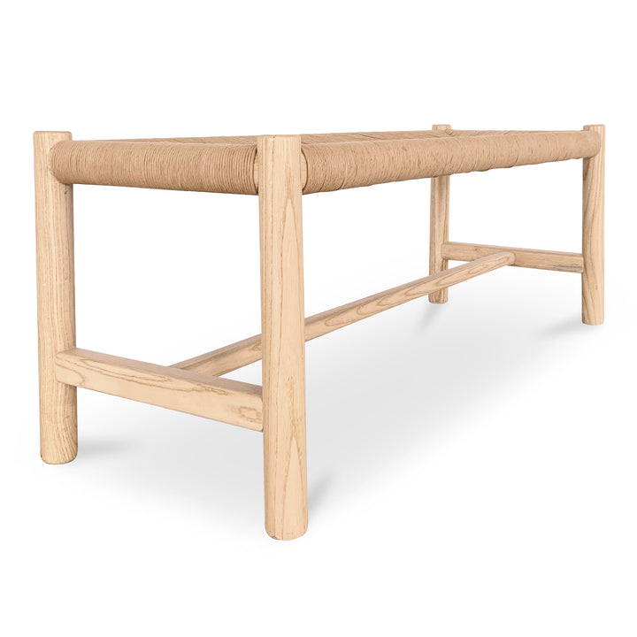 Artisan Elm & Woven Fiber Bench - Timeless Elegance