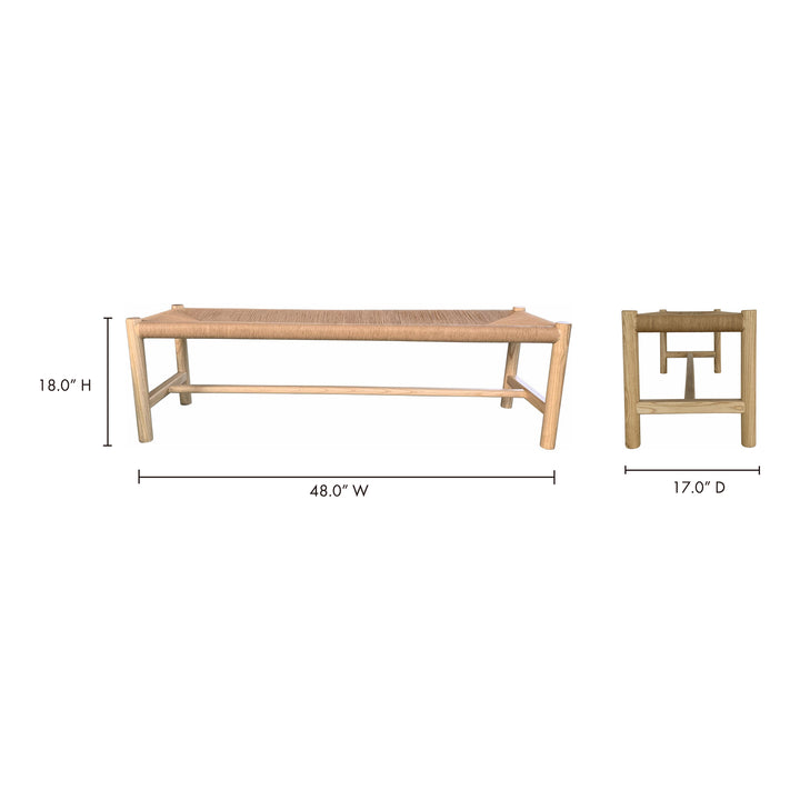 Artisan Elm & Woven Fiber Bench - Timeless Elegance