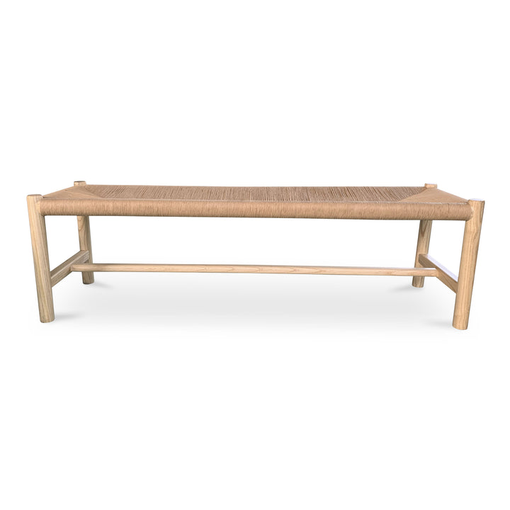Artisanal Woven Elm Bench - Timeless Elegance